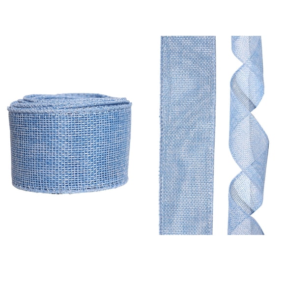 2IN Wide Blue Ribbon, 9.8FT Long Spring Easter Solid Color Decorative Ribbon, Colorful Imitation Linen Gift Box Packaging Ribbon, DIY Bow Party Decoration for Festivals, Blue