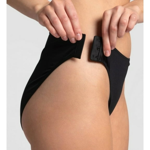 Side-Fastening High Waist Briefs 2-Pack (Beige/Black) MEDIUM