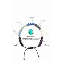 Handmade Aquarius Stone Bracelet, Amethyst, Fluorite, Pearl & Healing Crystals, January Birthstone Jewelry, College Roommate Birthday Gifts 6mm 7Inches