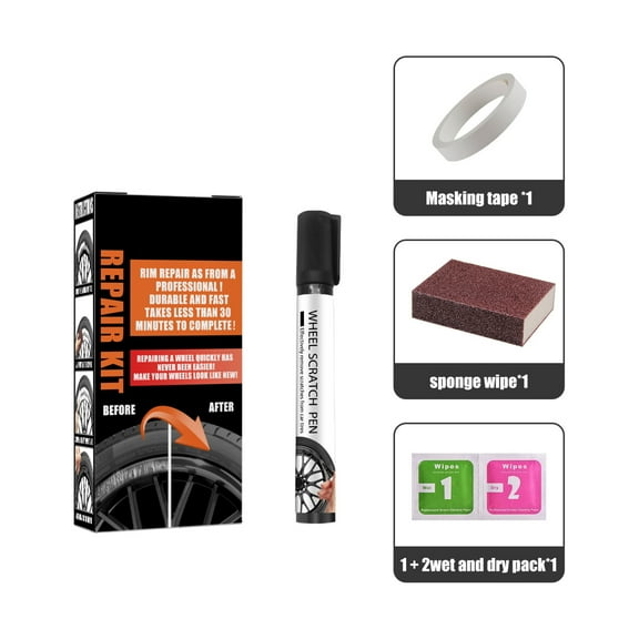 EUBUY Car Wheel Rim Scratch Repair Pen Waterproof Car Wheel Scratch Remover Kit with Sponge