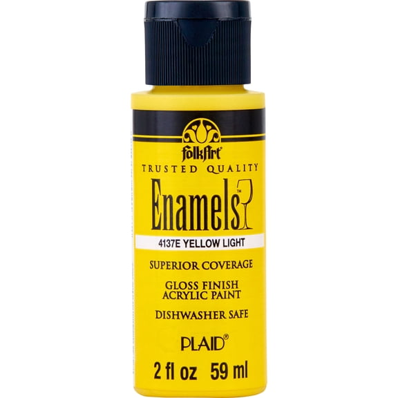 FolkArt Enamel Acrylic Craft Paint, Gloss Finish, Yellow Light, 2 fl oz