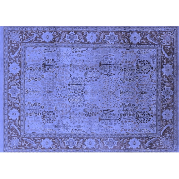 Ahgly Company Machine Washable Indoor Rectangle Oriental Blue Traditional Area Rugs, 2' x 4'