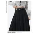 thumbnail image 4 of Women’s High-Waisted Pleated Midi Skirt with Belt, Elegant A-Line Flared Suit Skirt, Slimming Fashion Mid-Length Skirt for Office, Casual, and Daily Wear, 4 of 8