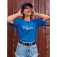 thumbnail image 2 of Traveler Hot Ballon Graphic Quote Women Royal Blue T-Shirt, Female Medium, 2 of 4