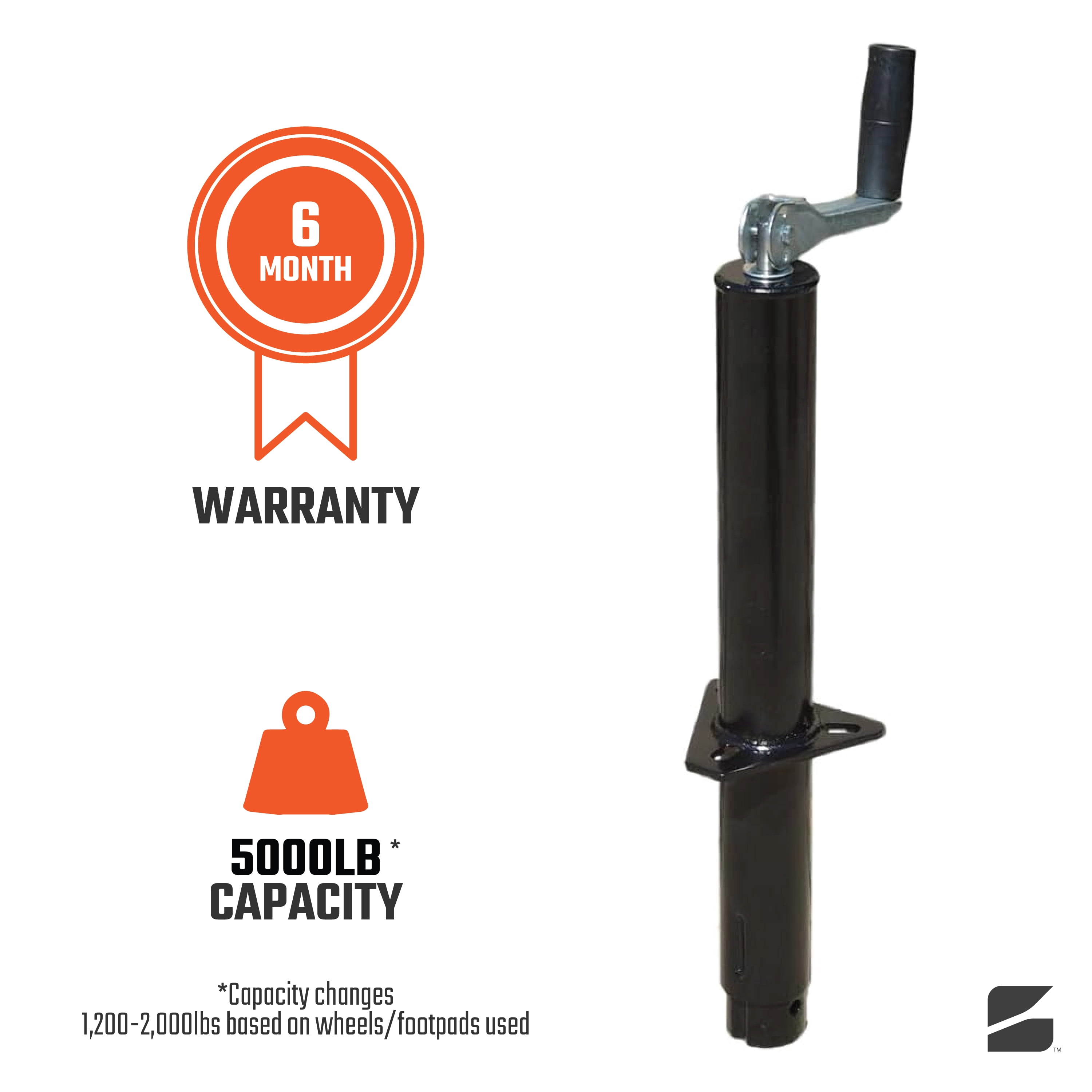 "Bastion Heavy Duty Stabilizer Trailer Jack | 5000lb Capacity | 14.8"" Travel | BJ-5000TW-1"