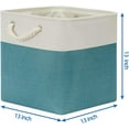 thumbnail image 2 of Fabric Storage Baskets Set Of 4 Storage Cube 13x13 Baskets for Shelf, Large Storage Basket for Gift Empty Baskets for Organizing, Storage Bins Cube Basket for Storage (White&Teal), 2 of 13