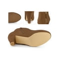 thumbnail image 2 of BLISSFUL STEP Women's Ankle Boots Platform Round Toe Zipper Block Heels Brown 9, 2 of 5