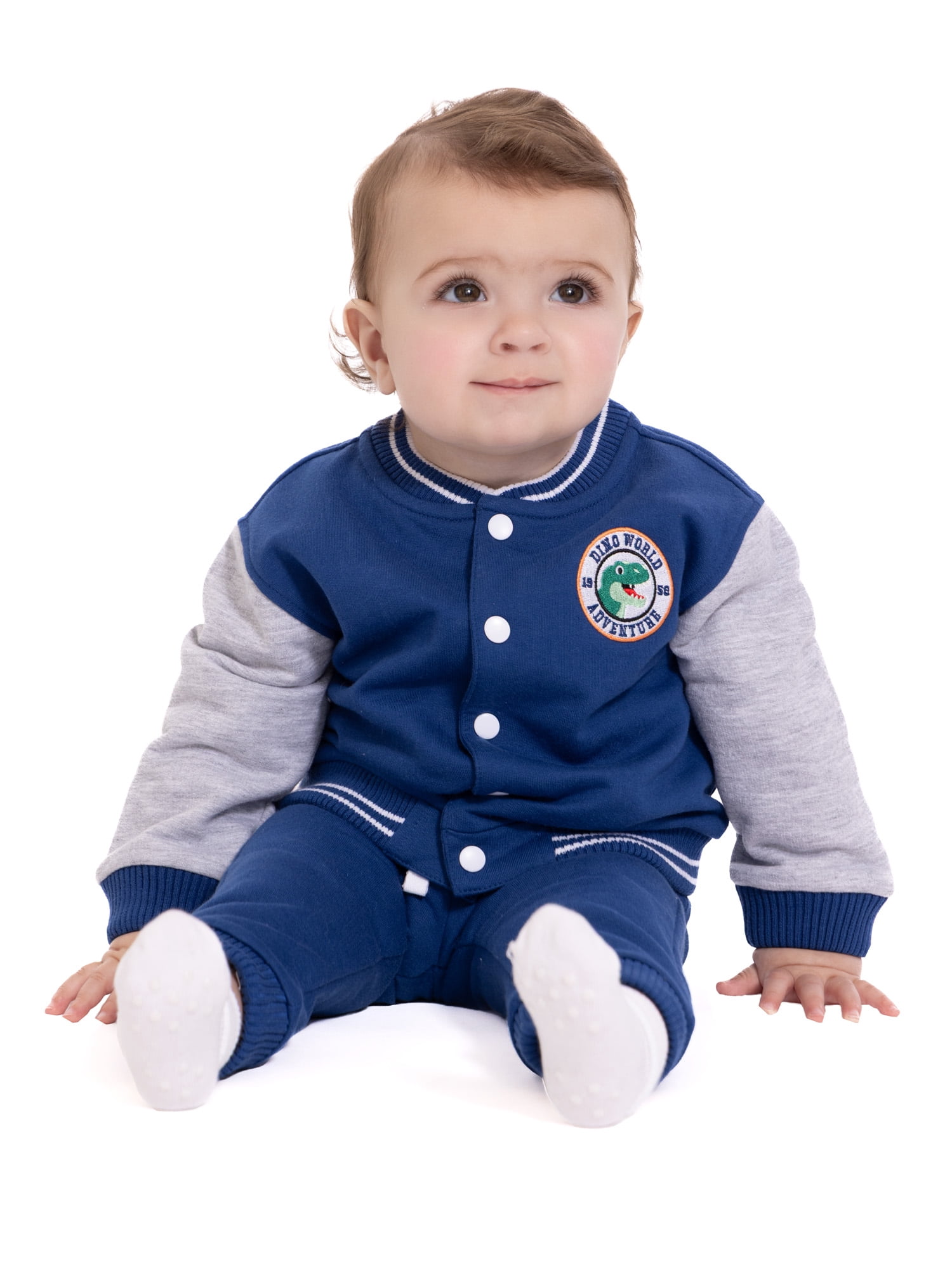 Wonder Nation Baby Boys Varsity Jacket and Jogger Pants Matching Set, 2-Piece, Sizes 0/3M-24M