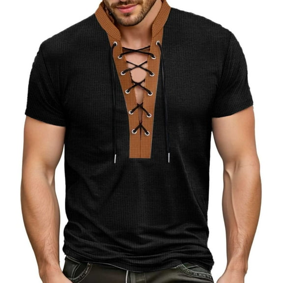 Afdoent Mens T Shirts Male Casual T Shirts Stylish Braided Design With Color Block For Everyday Wear Summer Streetwear