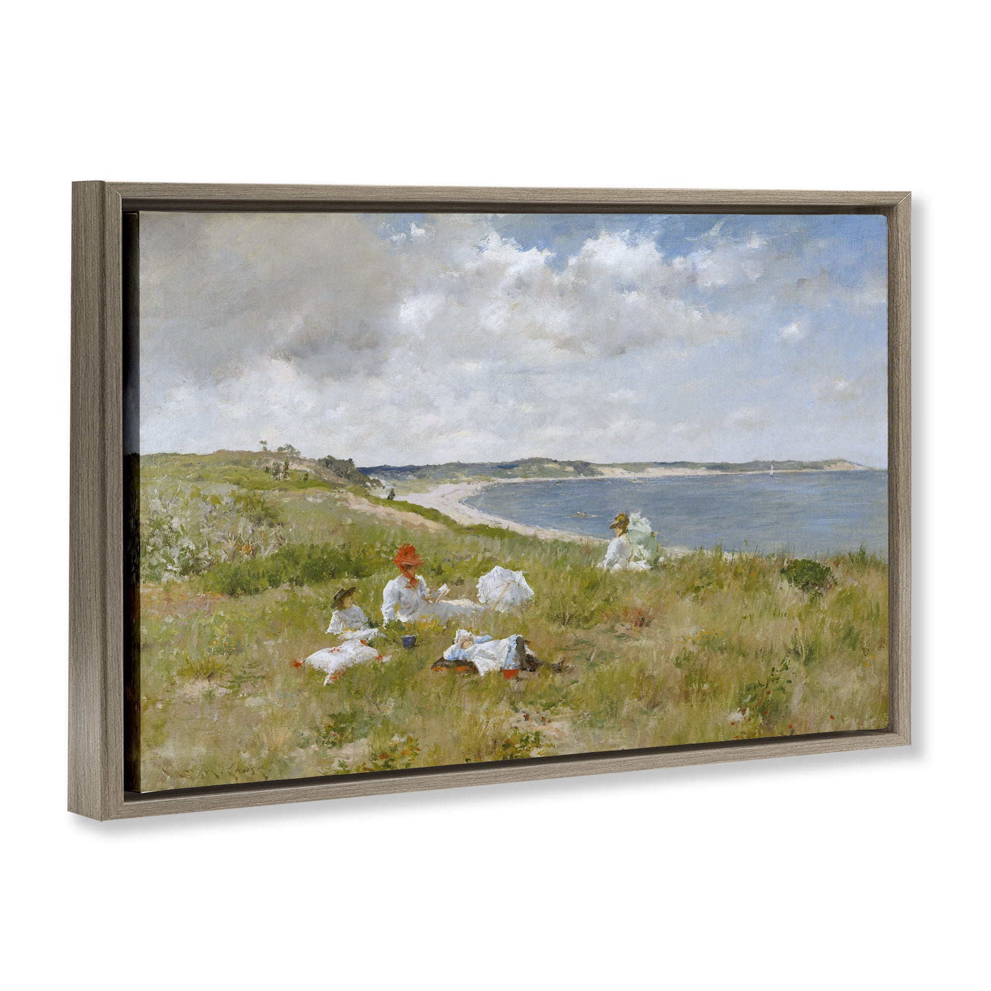 Stupell Industries Clasical Idle Hours Painting Landscape & Nature Painting Brown Floater Framed Canvas Art Print Wall Art, 31 x 21
