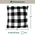 thumbnail image 6 of PAVILIA Checker Plaid Throw Pillow Covers 20x20 Set of 2, Decorative Pillow Cases Bed Sofa Couch, Boho Aesthetic Accent Decor Cushion Bedroom Living Room, Velvet Square Euro Sham Covers, Black White, 6 of 7