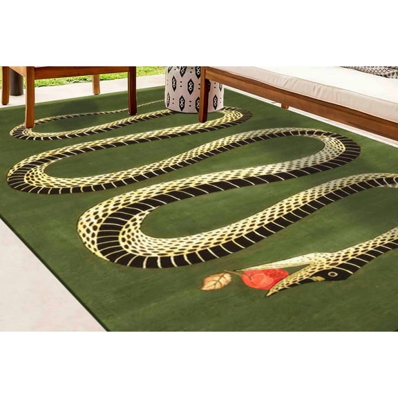 Green Rugs, Soft Rug, Office Decor Rug, Snake Pattern Rug, Hallway Rugs, Animal Rug, Luxury Rug, Animal Rug Step Rug, Accent Rug, Home Decor, 2.6'x4' - 80x120 cm