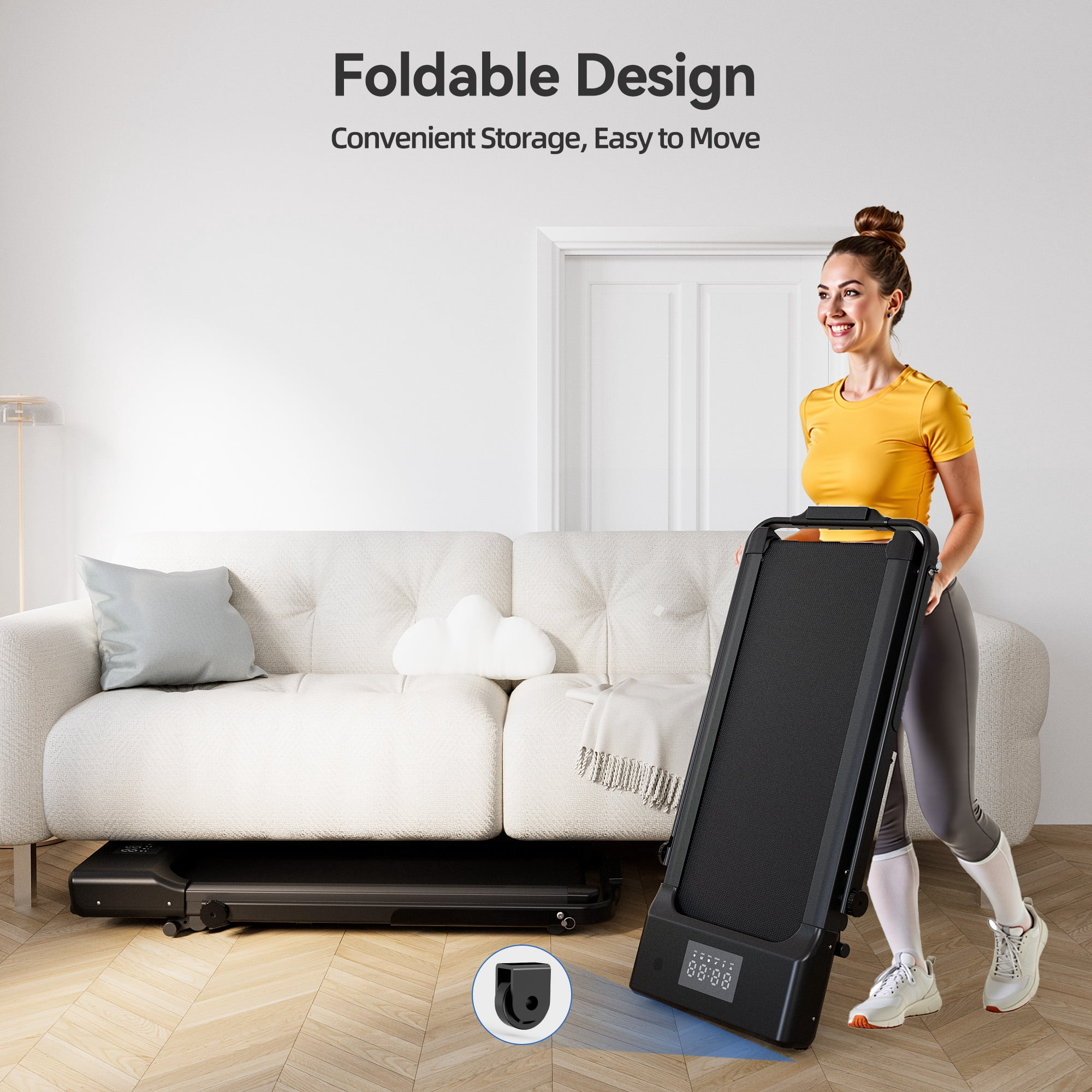 3 in 1 Folding Treadmills for Home, 3.0HP Powerful and Quiet Under Desk Treadmill, 300 lbs Capacity Foldable Walking Pad Treadmill with Remote Control and Space Saving, Free Installation