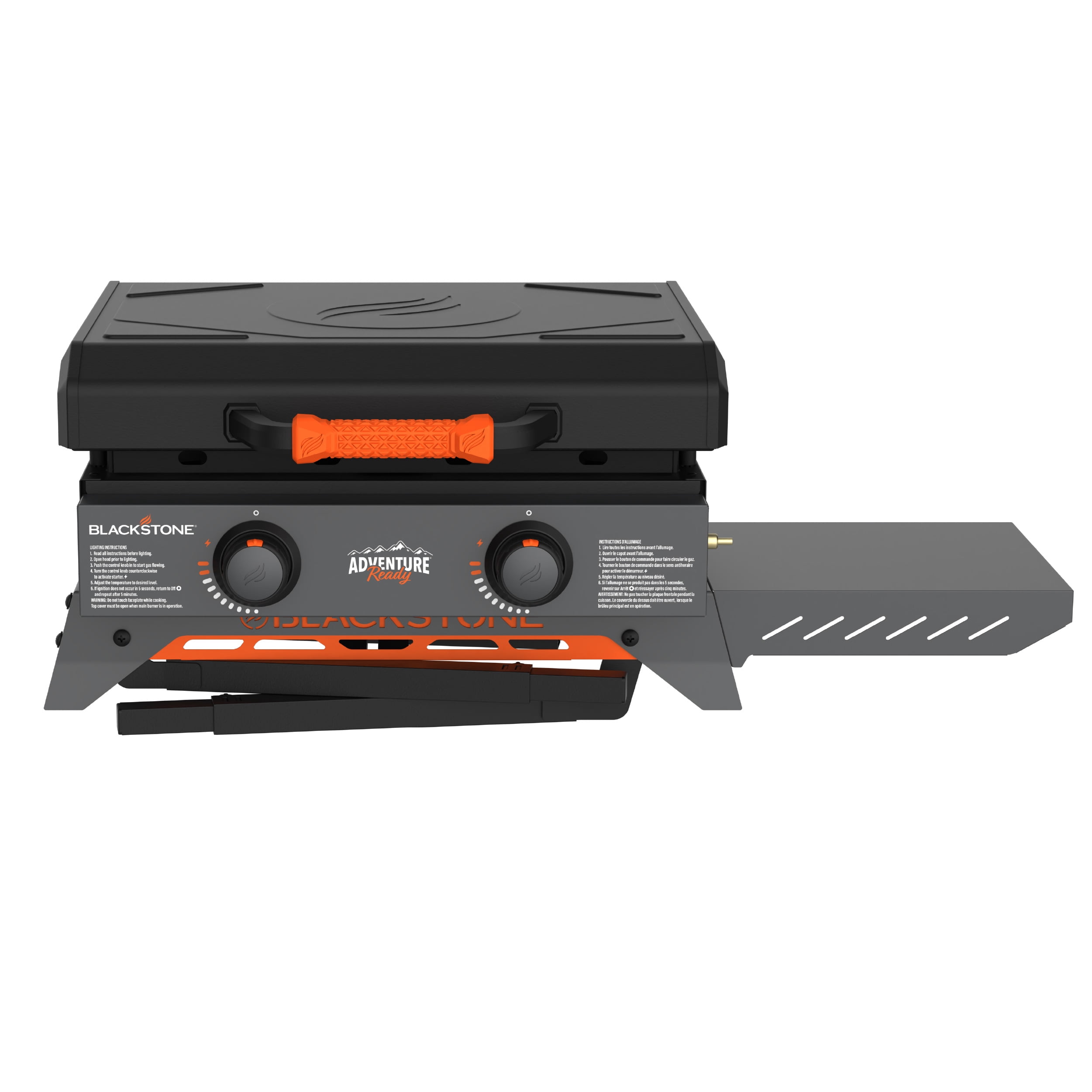 Blackstone Adventure Ready Outdoor Griddle, 2-Burner 22" Propane Flat Top Grill with Hood and Stand, Gray