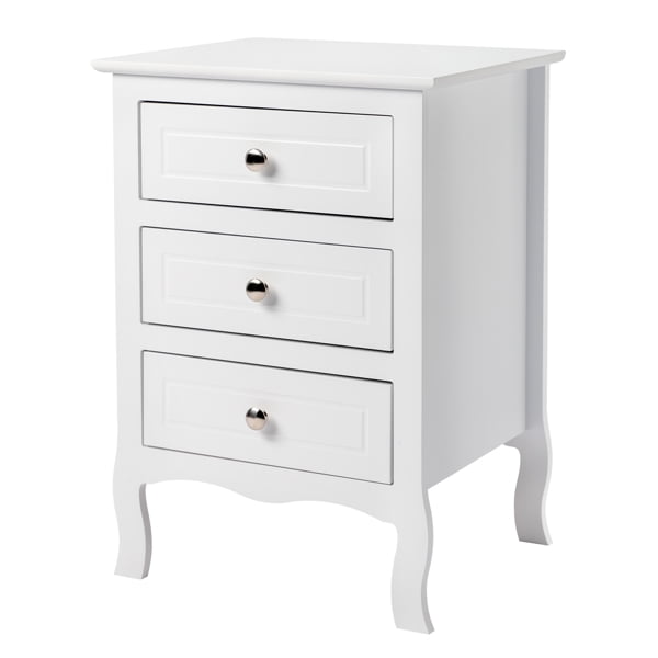 3 Drawers American country Style Night Table, Curved Feet Bedside Table, 45 x 38 x 63 cm