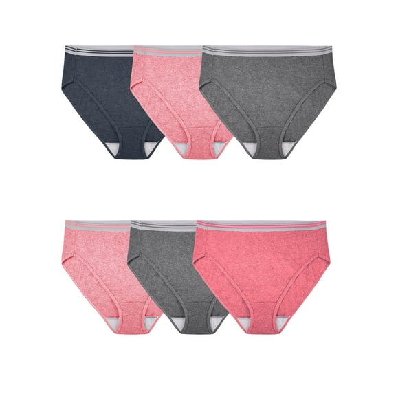 Fit for Me Women's Plus Heather Hi-Cut Underwear, Multipack, Sizes 9-13