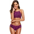thumbnail image 4 of Dreamtimes Pink Animal Zebra Print Swimsuits Padded Bikini Sets Sexy Swimwear for Women, X-Large, 4 of 7