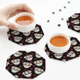 thumbnail image 7 of Pofeuu PUG Print Leather Coasters Set of 6, Round Cups Mugs Mat Pad for Home Kitchen Heat Resistant Drink Coasters,Octagon, 7 of 7
