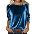 thumbnail image 3 of Bvxeep Women's Crew Neck Solid Color 3/4 Sleeve T-shirt Top, 3 of 8