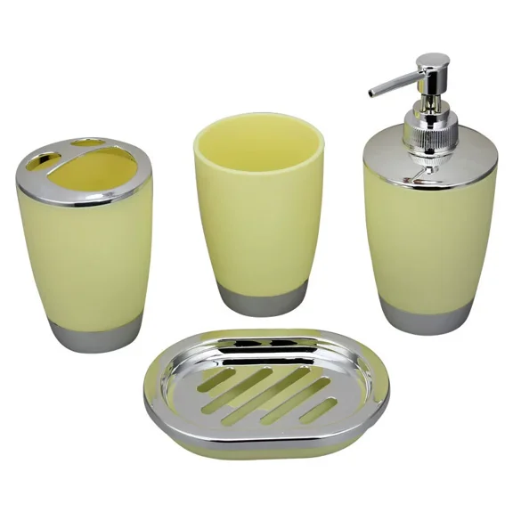 Namzi Bathroom Accessory Sets 4pcs Bathroom Organization Set, Matching Bathroom Accessories for Small Bathrooms, Modern Bathroom Decor Set for Vanity Guest Bath,Yellow