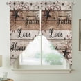 thumbnail image 2 of Rustic Star Brown Swag Valances for Windows, Kitchen Window Curtains Over Sink, Vintage Plants Berry Wooden Grain Window Treatment Curtains for Living Room/Bedroom Curtains 2 Panel Sets 36"x45", 2 of 8