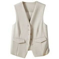 thumbnail image 2 of MPWEGNP Women's Solid Color Sleeveless Autumn And Winter Vest Small Waistcoat Suit Waistcoat White M, 2 of 6