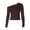Brown, variant on Womens Tops Women'S Asymmetrical One Shoulder Long Sleeve Top with Silver Eyelet Detail Black L