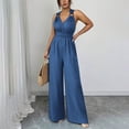thumbnail image 6 of Gamivast Women Jumpsuits Dressy Flattering Sleeveless Halter V Neck Casual Dresses Wide Leg Long Pants Backless Party Dresses Elegant Evening Wear, 6 of 7