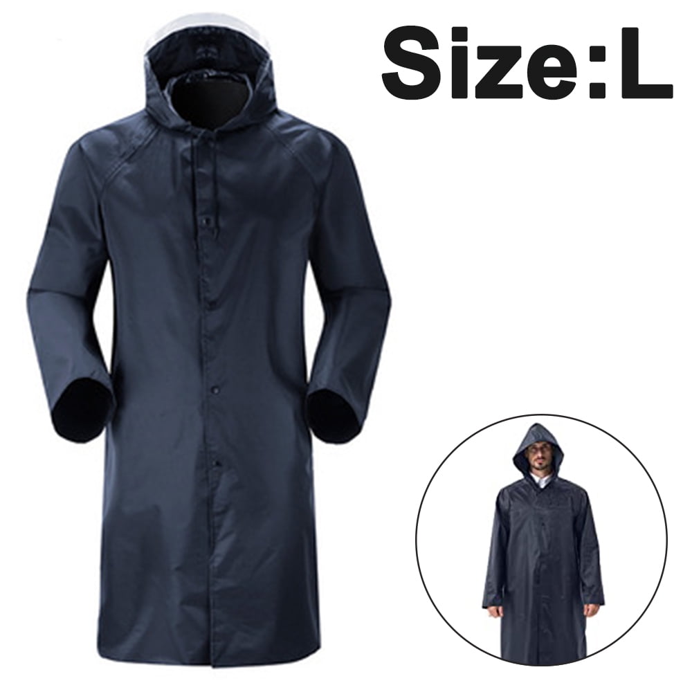 Mens Long Length Waterproof Hooded Rain Coat/Jacket