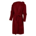 thumbnail image 3 of Bcfgryg Male Casual Plush Solid Hooded Pocket Leisure Wear Drawstring Long Sleeve Bathrobe Pajamas Mens Nightwear, 3 of 4