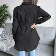 thumbnail image 5 of LYXSSBYX Women Long Sleeve Shacket Jacket Hot Sale Clearance Fashion Women Solid Color Autumn and Winter Single-breasted Woolen Coat, 5 of 6
