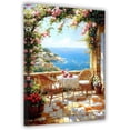 thumbnail image 1 of Impresión en lienzo de paisaje de una cabaña rural, pintura al óleo de mar y naturaleza, cartel de flores naturales, ideal para salas y dormitorios rurales, 1 of 6