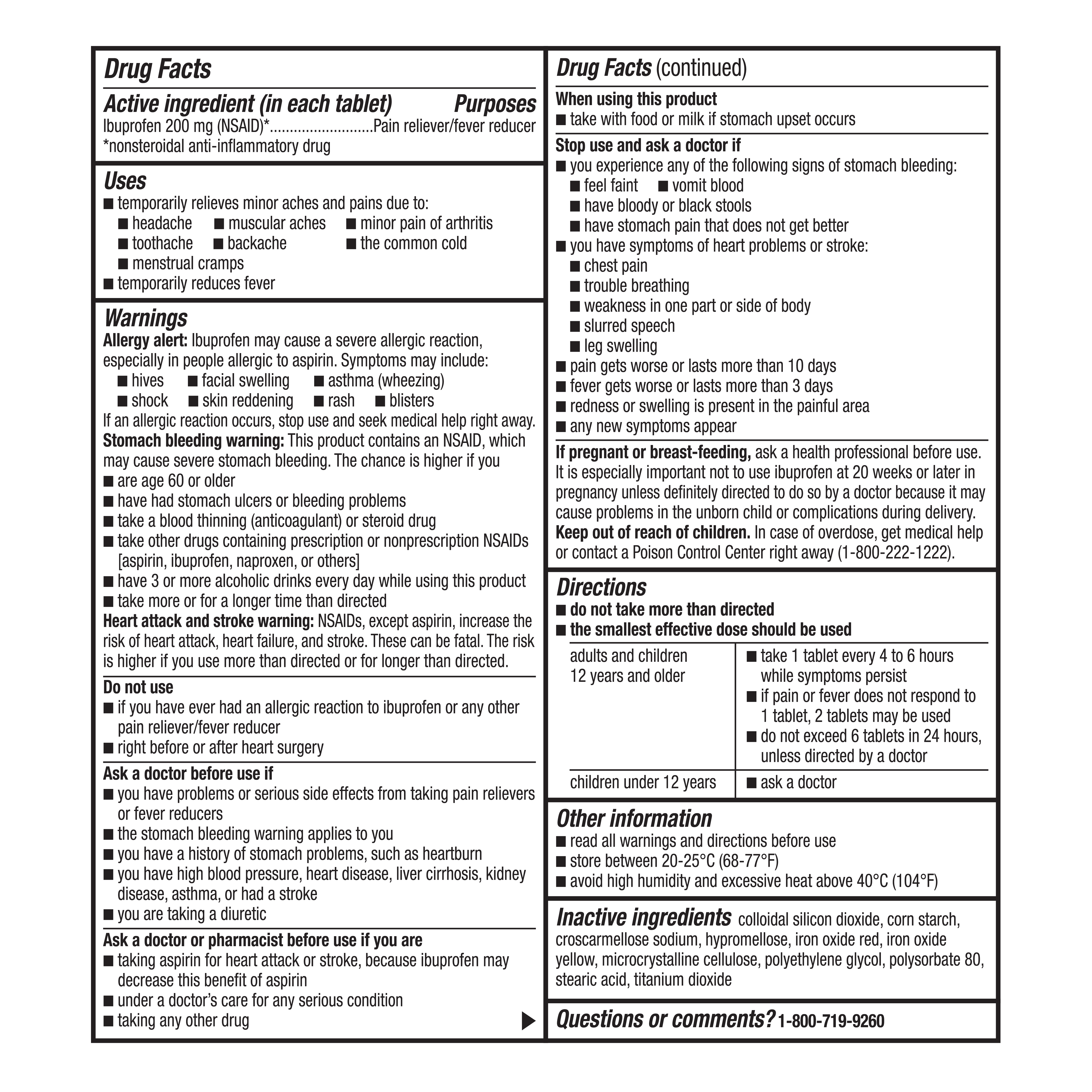 Tabletas de Ibuprofeno 200mg Equate, Alivio de Dolor y Reductor de Fiebre, 500 Unidades 7