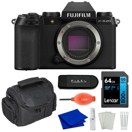 Fujifilm X-S20 Mirrorless Camera Body Bundle with 64GB SD Card + Gadget Bag + Advanced Accessories | Fuji x-s20