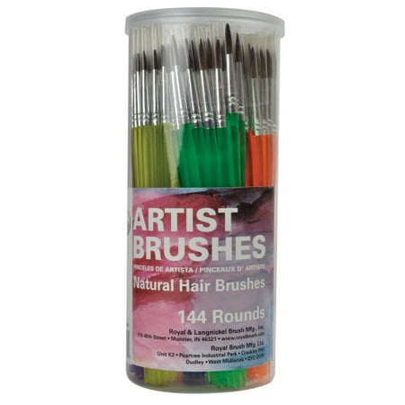 144 Camel Hair Round Art Craft Hobby Paint Brushes New! Multi-Colored