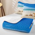 thumbnail image 4 of spefrowx Beach Starfish Twin Quilt Set for Teens, Turquoise Seaside Conch Seashell Sand Twin Coverlet Set, 2pcs, 4 of 7