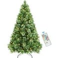 thumbnail image 2 of Alupssuc 6.5 ft Prelit Artificial Hinged Christmas Pine Tree, Warm White & RGB Lights, Pinecone Ornaments, and A Remote Control, Perfectly Complements Holiday Decorations, Parties, 2 of 7