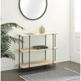 thumbnail image 3 of DecMode 40" x 32" Beige Wood Rounded Rectangular 2 Shelf Console Table with Slim Black Metal Legs, 1-Piece, 3 of 12