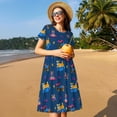 thumbnail image 4 of Lsque Dogs Riding Skateboard Print Women's Casual Dress T-Shirt Summer Short Sleeve Scoop Neck Swing Dresses, 4 of 6