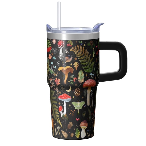 Double Wall 20oz Plants Tumbler with Handle, Stainless Steel Insulated Coffee Travel Mug, Leak Proof Lid Includes Straw