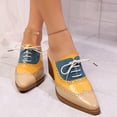 thumbnail image 2 of DeHolifer Wingtips Oxford Shoes for Women Lace-Up Cutout Brogues Saddle Shoes Vintage Low Block Heel Almond Toe Non-Slip Work Lightweight Casual Shoes, 2 of 8