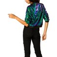 thumbnail image 3 of Unique Bargains Blouson Bomber à Paillettes Scintillantes d'Halloween pour Femme à Manches Longues avec Fermeture Éclair Grand Vert, 3 of 7