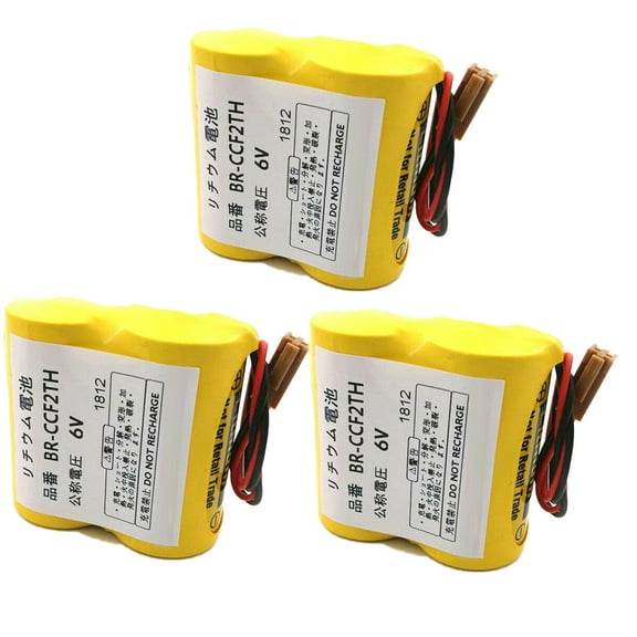 (3-Pack) BR-CCF2TH 6V 5000mah Battery PLC Lithium Replacement Battery for A06 Series A98L-0001-0902 with Brown Connector