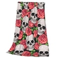 thumbnail image 3 of Bingfone Skull And Roses Print Flannel Fleece Blanket Throw Blanket For Bed,Sofa,Couch,Travel,Camping(50"X40"), 3 of 9