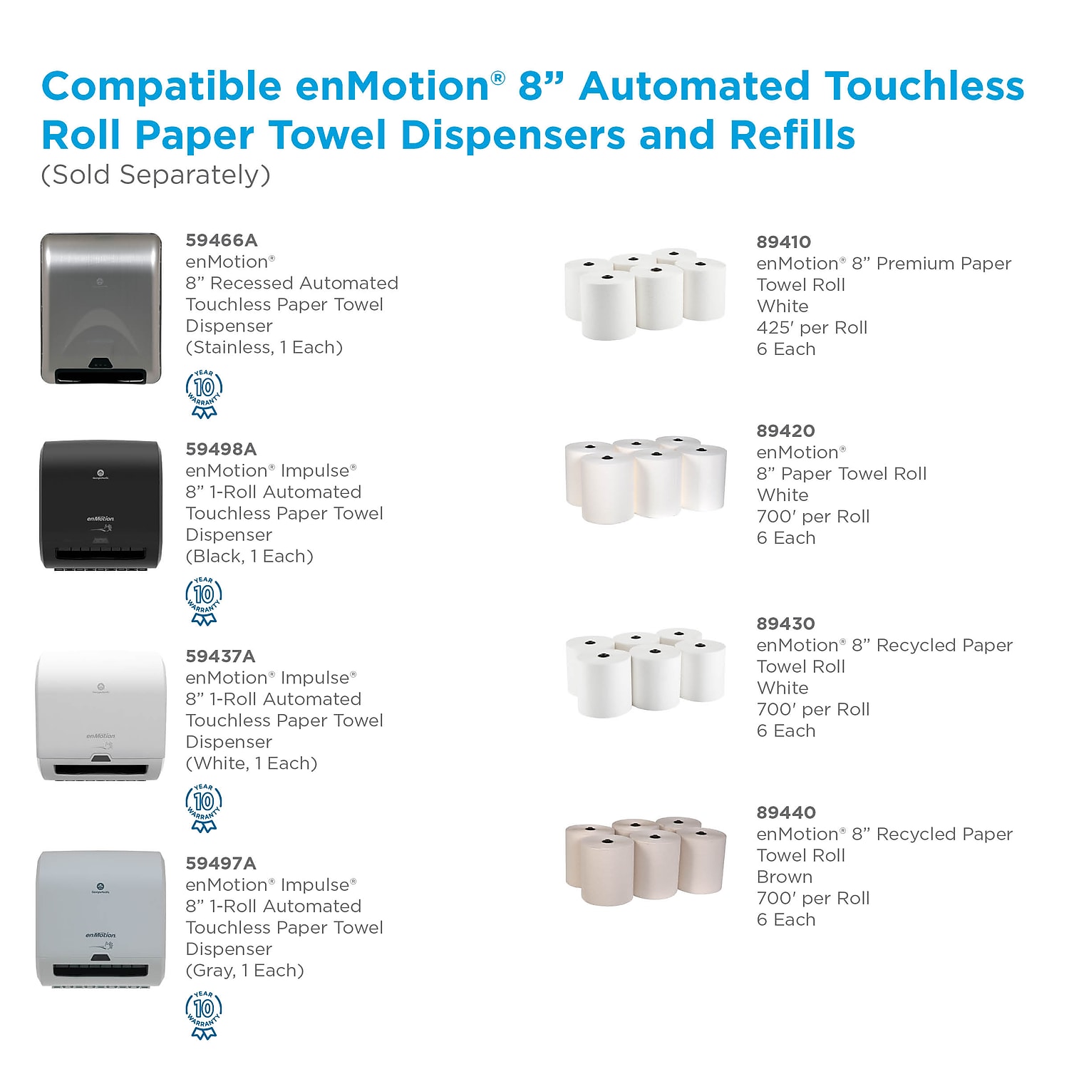 Georgia Pacific Paper Towel enMotion White Premium Touchless Roll 815" X 425 Foot