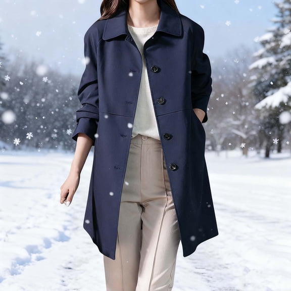 YUNAFFT Stylish Lightweight Trench Coat with Pockets Notched Collar Long Sleeve Jacket for Women