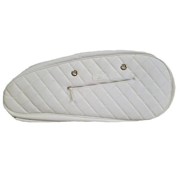 Masson Double Racket Bag White Leather with Gold Accents (Holds up to 6 rackets)