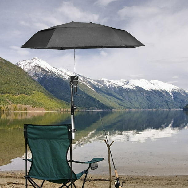 Ximing Beach Umbrella With Adjustable Universal Clamp, Portable Golf Umbrella For Chair, Golf Cart, , Bleacher, Patio, Fishing, Bbq Parties Black Doub