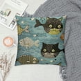 thumbnail image 2 of Cats Couch Pillow Cover, Cute Doodle Kitten Cat Face and Fish Decorative Throw Pillow Case Cotton Linen Cushion Cover  Pillowcase for Home Office Dorm, 2 of 5