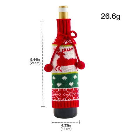 

Christmas Bottle Old Man Nnitted Red Bottle Cover Bow Christmas Decor Snowman Cover Home Decor Thanksgiving Bags